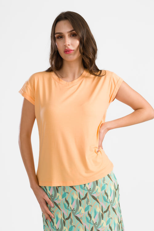 Vera Top SS Jersey Plain | Peach Cobbler