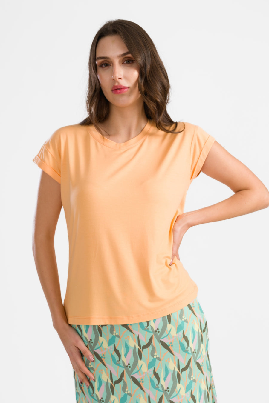 Vera Top SS Jersey Uni | Peach Cobbler