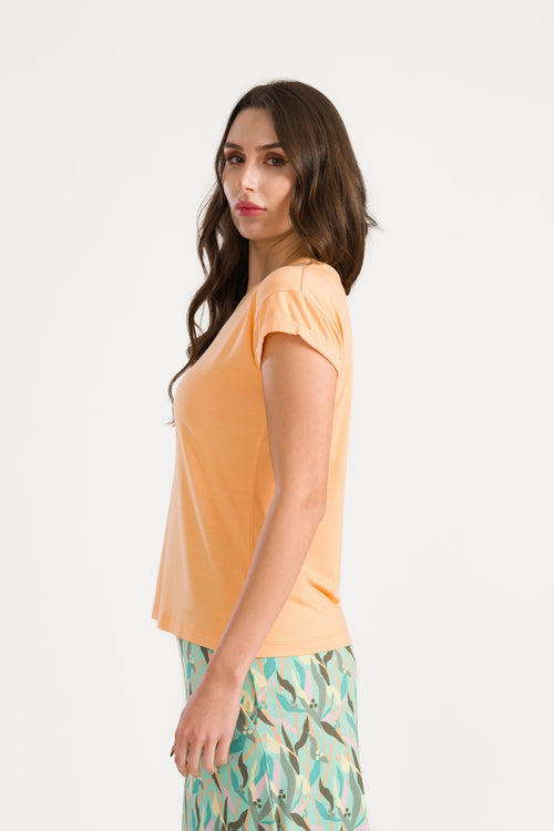 Vera Top SS Jersey Plain | Peach Cobbler
