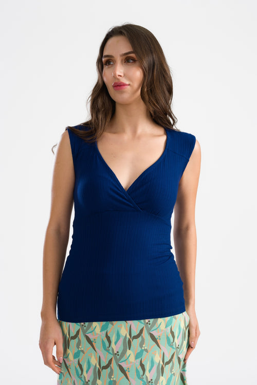 Monroe Top Jersey Rib | Navy Peony