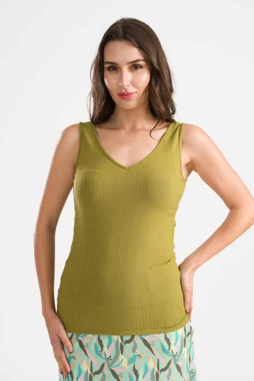 Stella Tank Top Jersey Rib | Golden Cypress