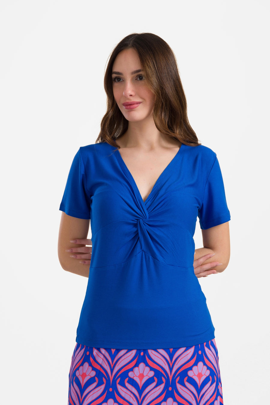 Angela top short sleeve | Plain Blue