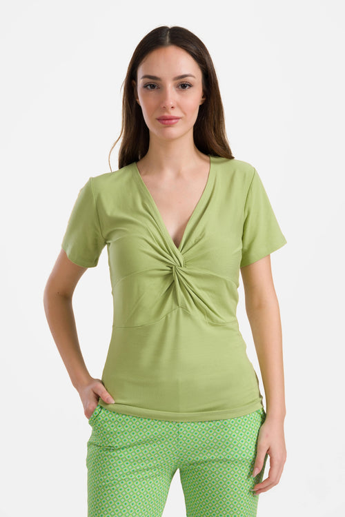 Angela top short sleeve | Plain Bright Olive