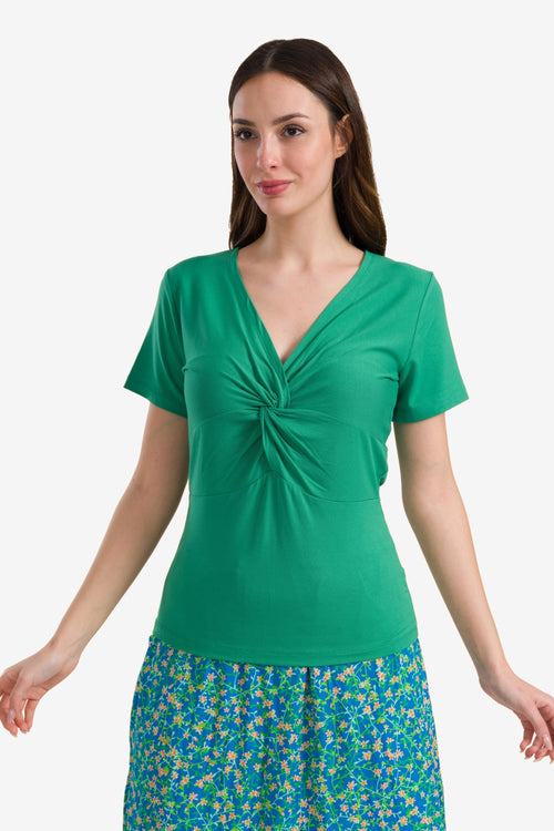 Angela top short sleeve | Plain Green