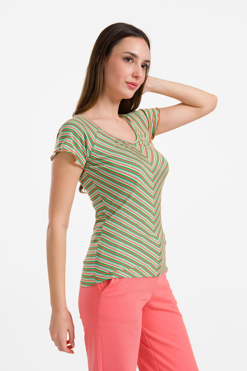 Butterfly top short sleeve | Summer Stripes Green