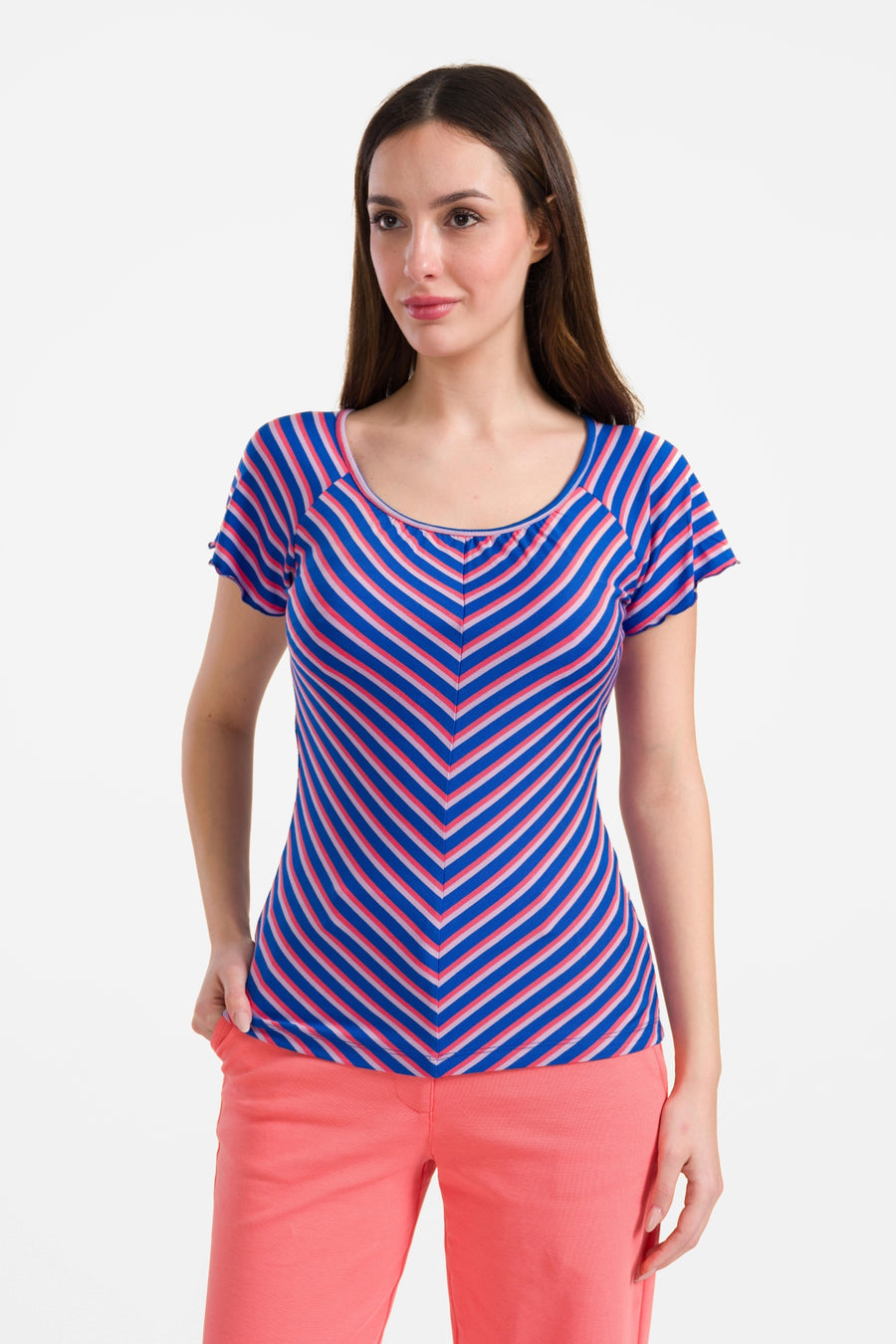 Butterfly top short sleeve | Happy Stripes Blue
