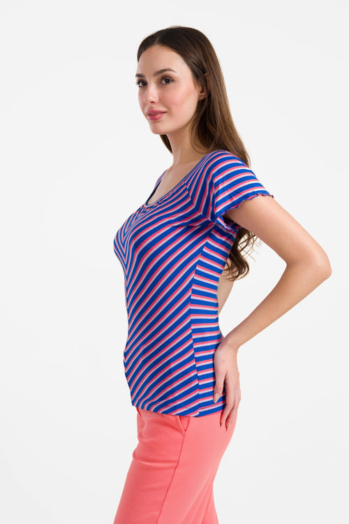 Butterfly top short sleeve | Happy Stripes Blue