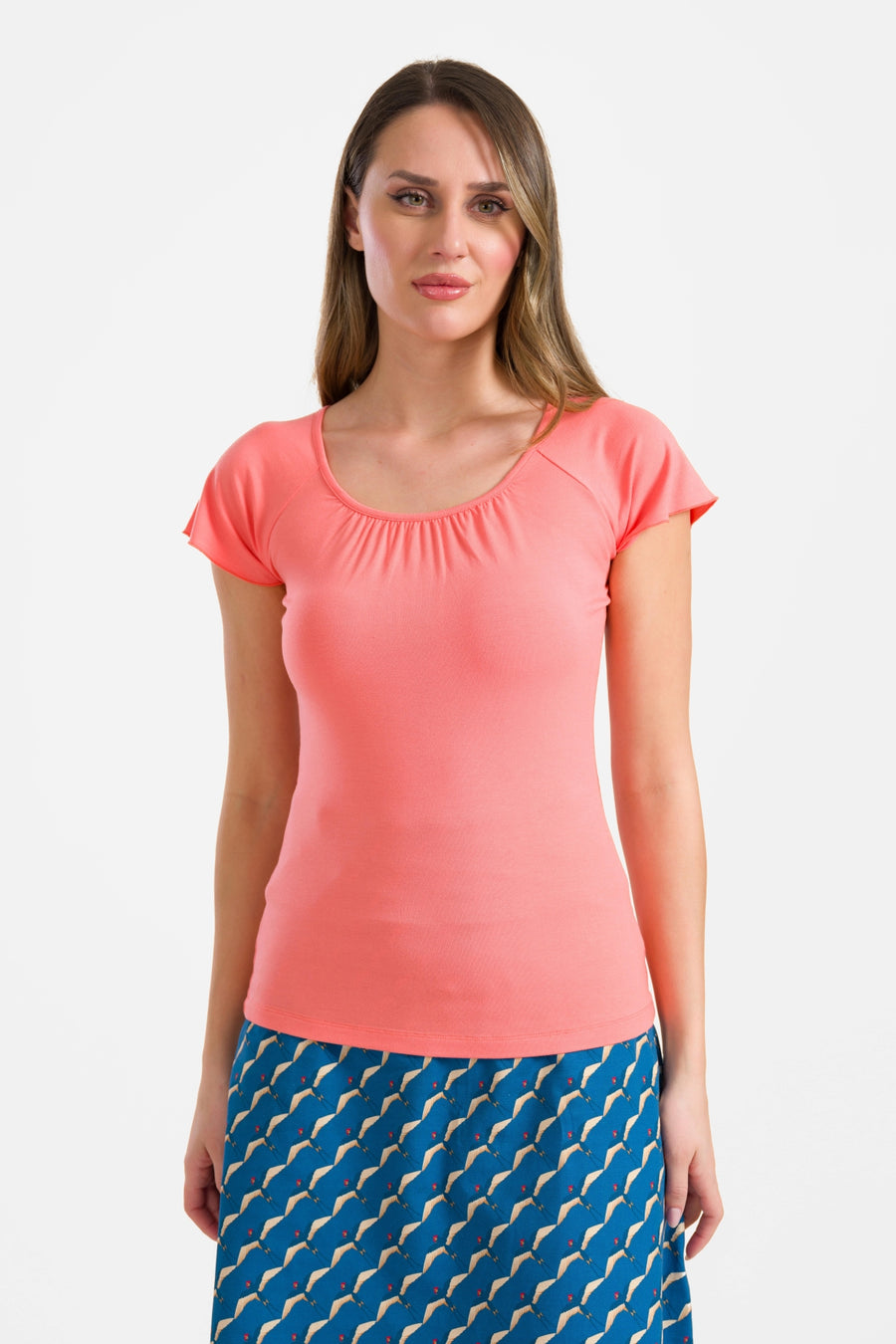 Butterfly top short sleeve | Plain Coral