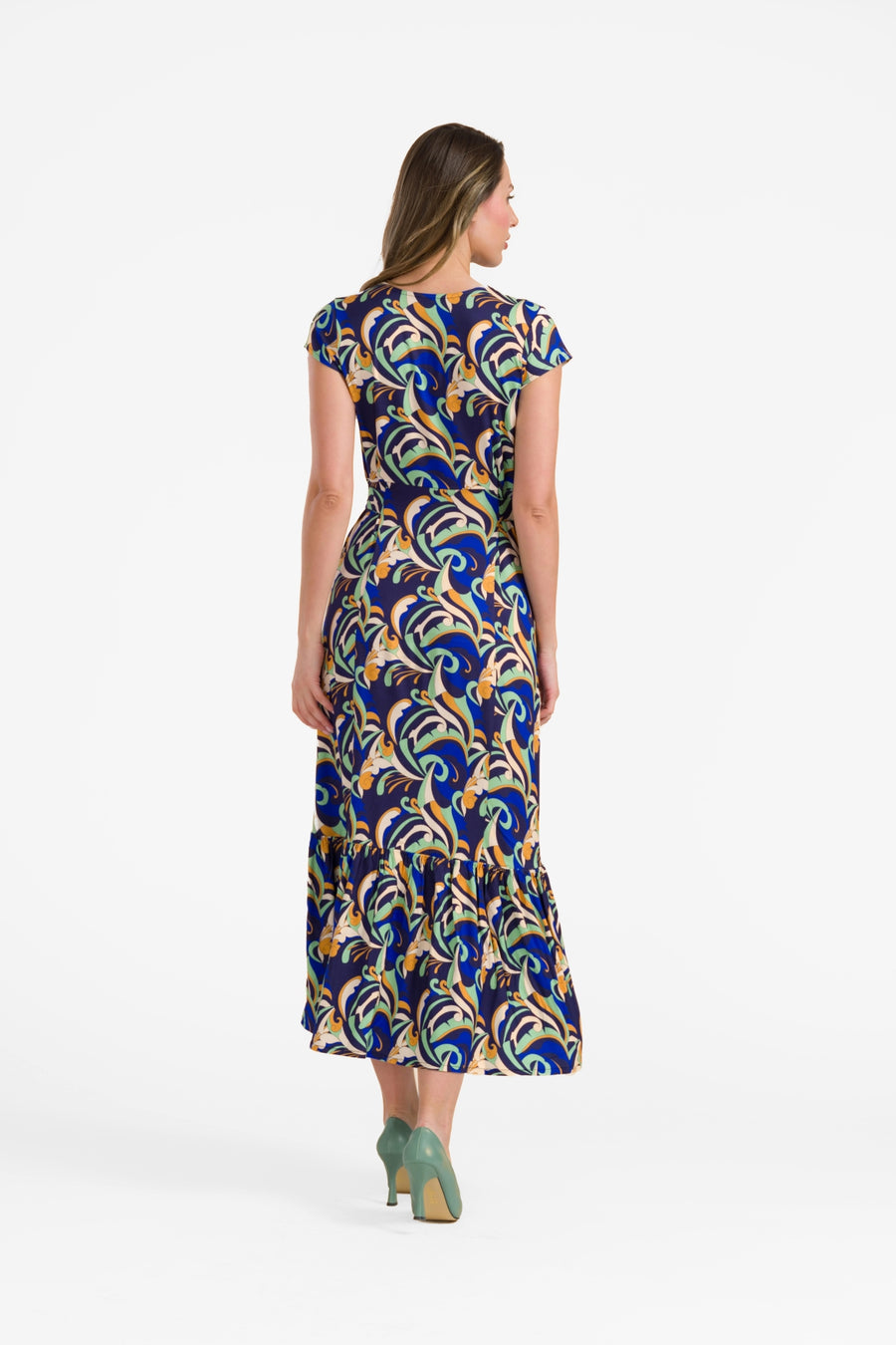 Maud maxi dress short sleeve | Abstract