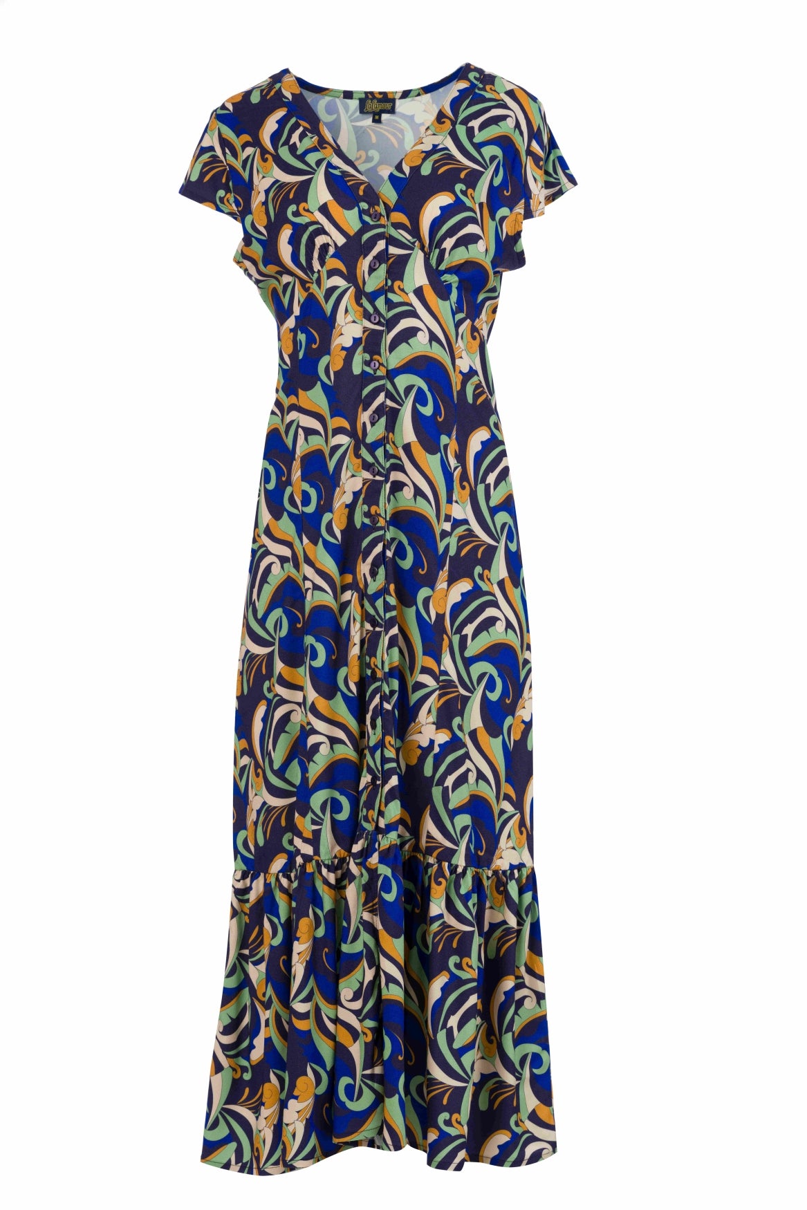 Maud maxi dress short sleeve | Abstract