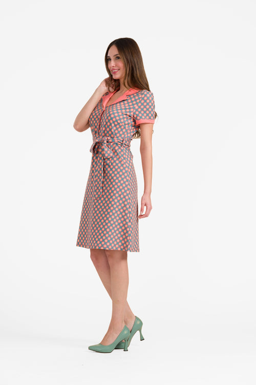Monique dress short sleeve | Vintage Coral Flower