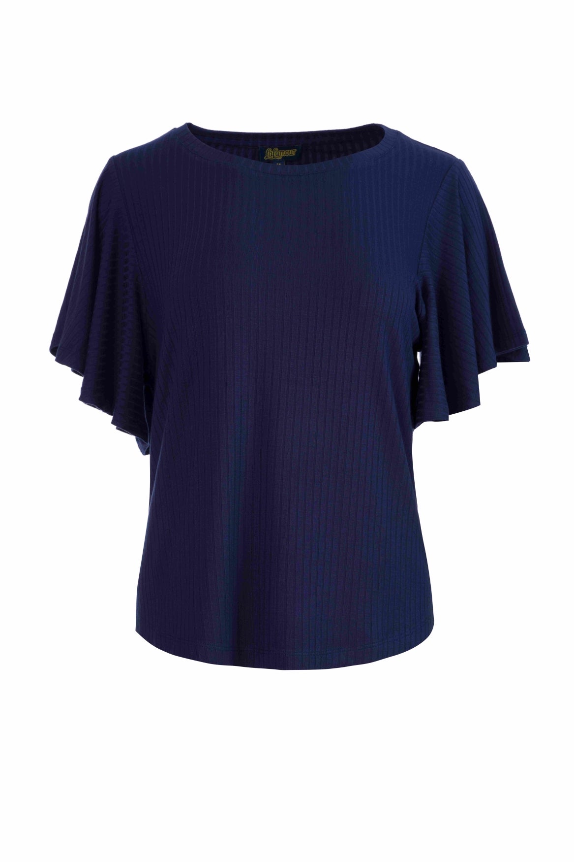 Sophie top short butterfly sleeve | Rib Navy