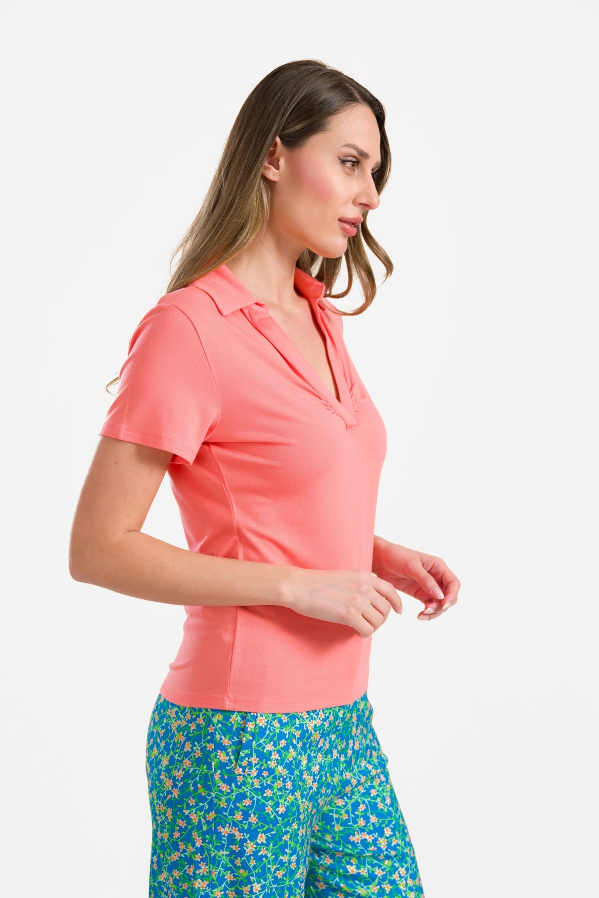 Suzy top short sleeve | Plain Coral