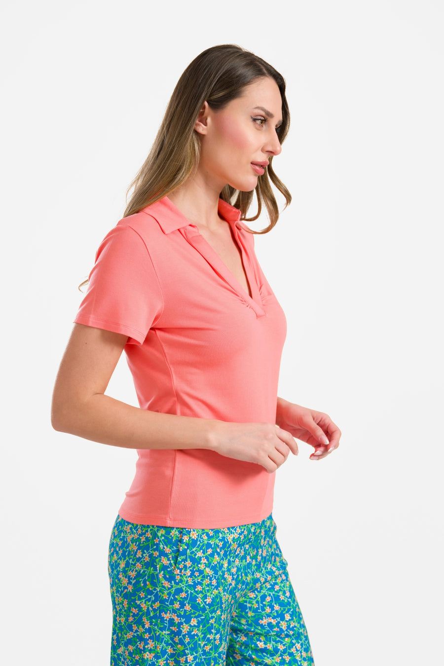 Suzy top short sleeve | Plain Coral