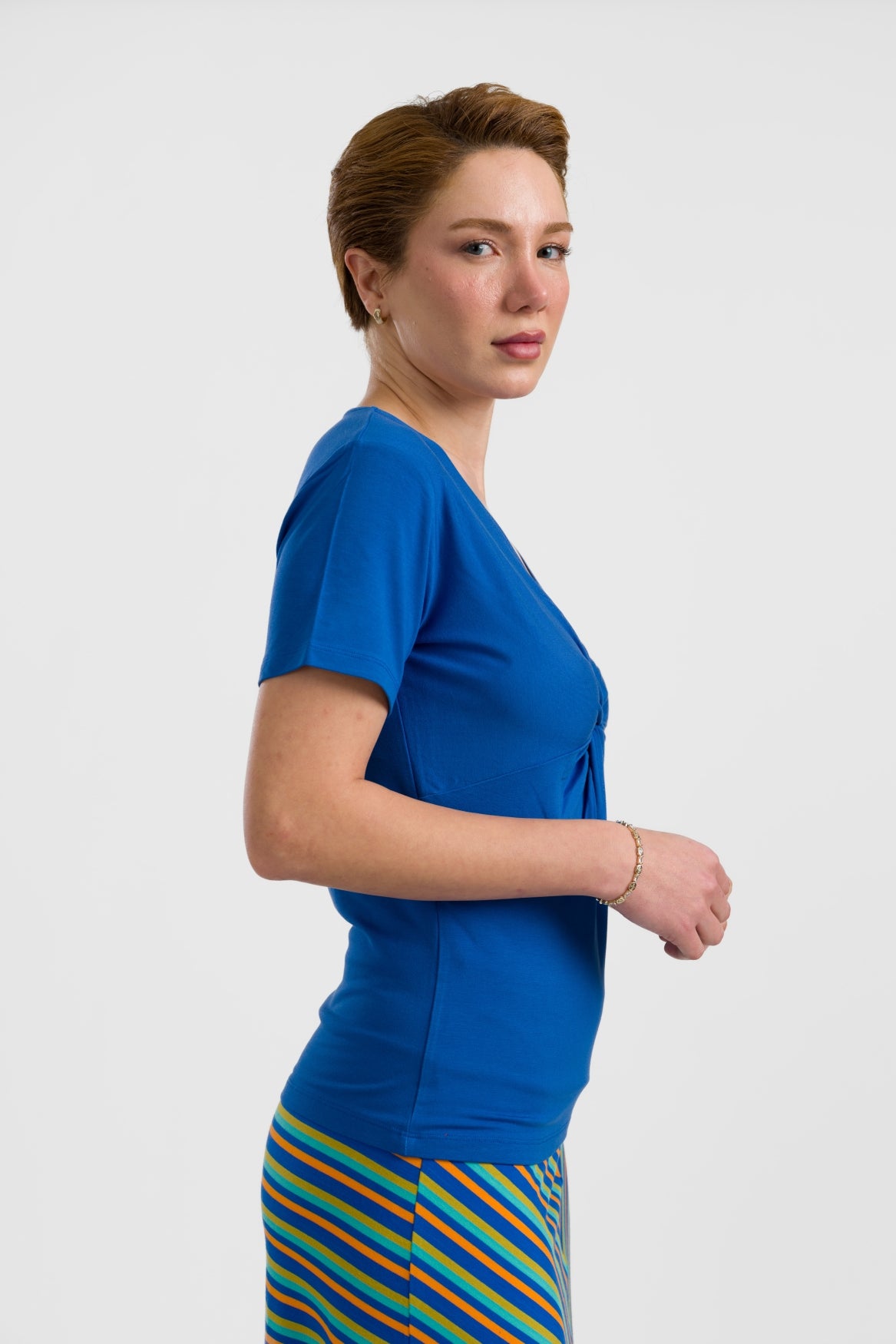 Angela Kurzarmtop | Schlichtes Blau