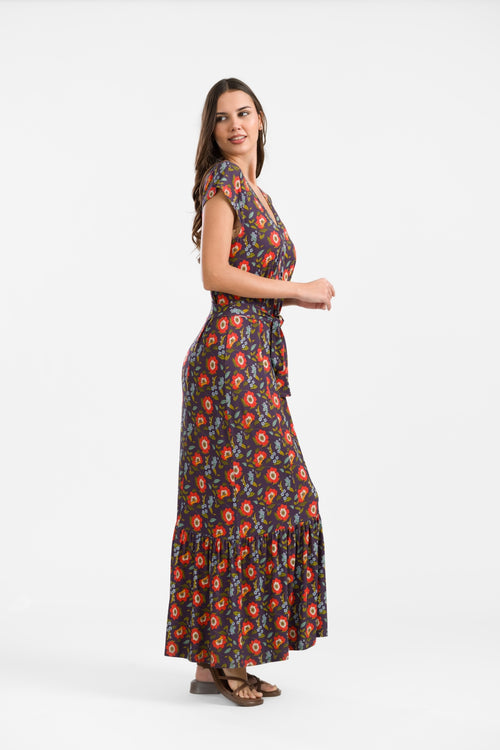 Maud Maxi Dress Short Sleeve | Purple Poppy