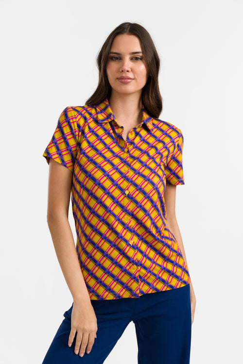 Kurzarmbluse von Sill | Groovy Tartan