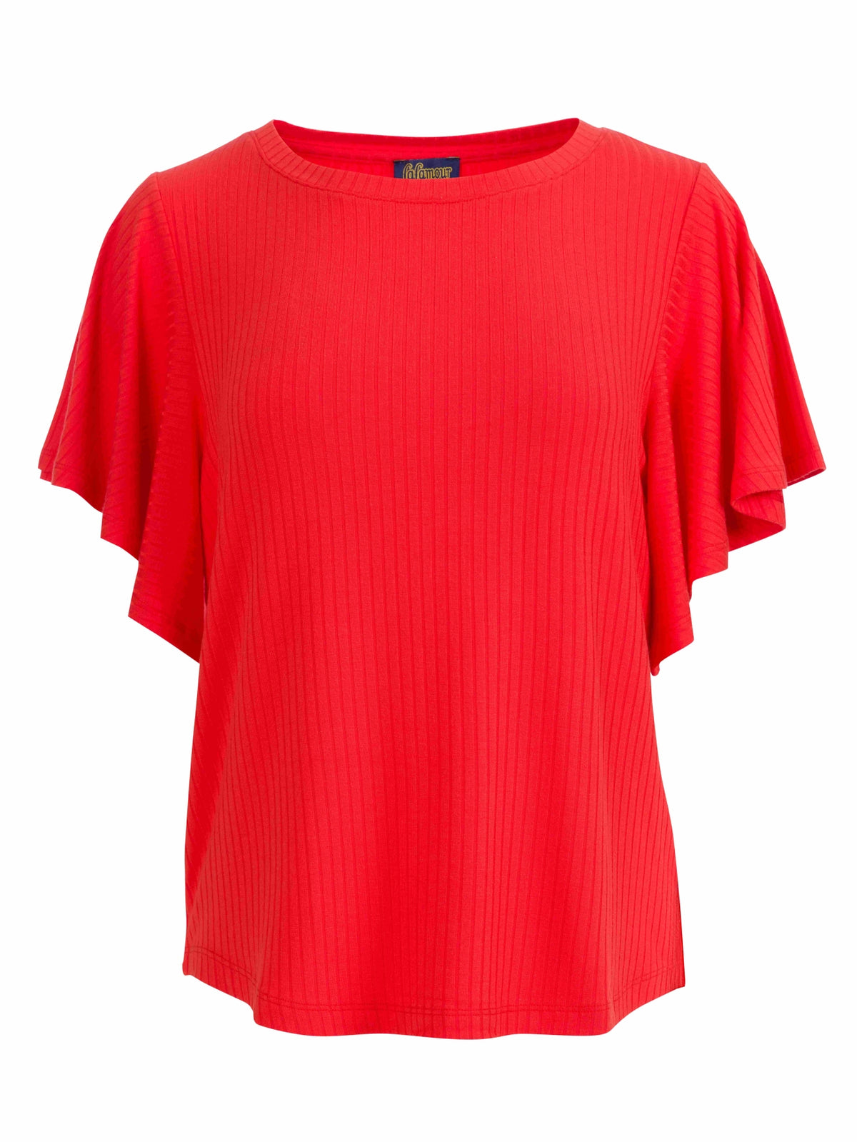 Sophie Top mit kurzen Schmetterlingsärmeln | Gerippt, Rot