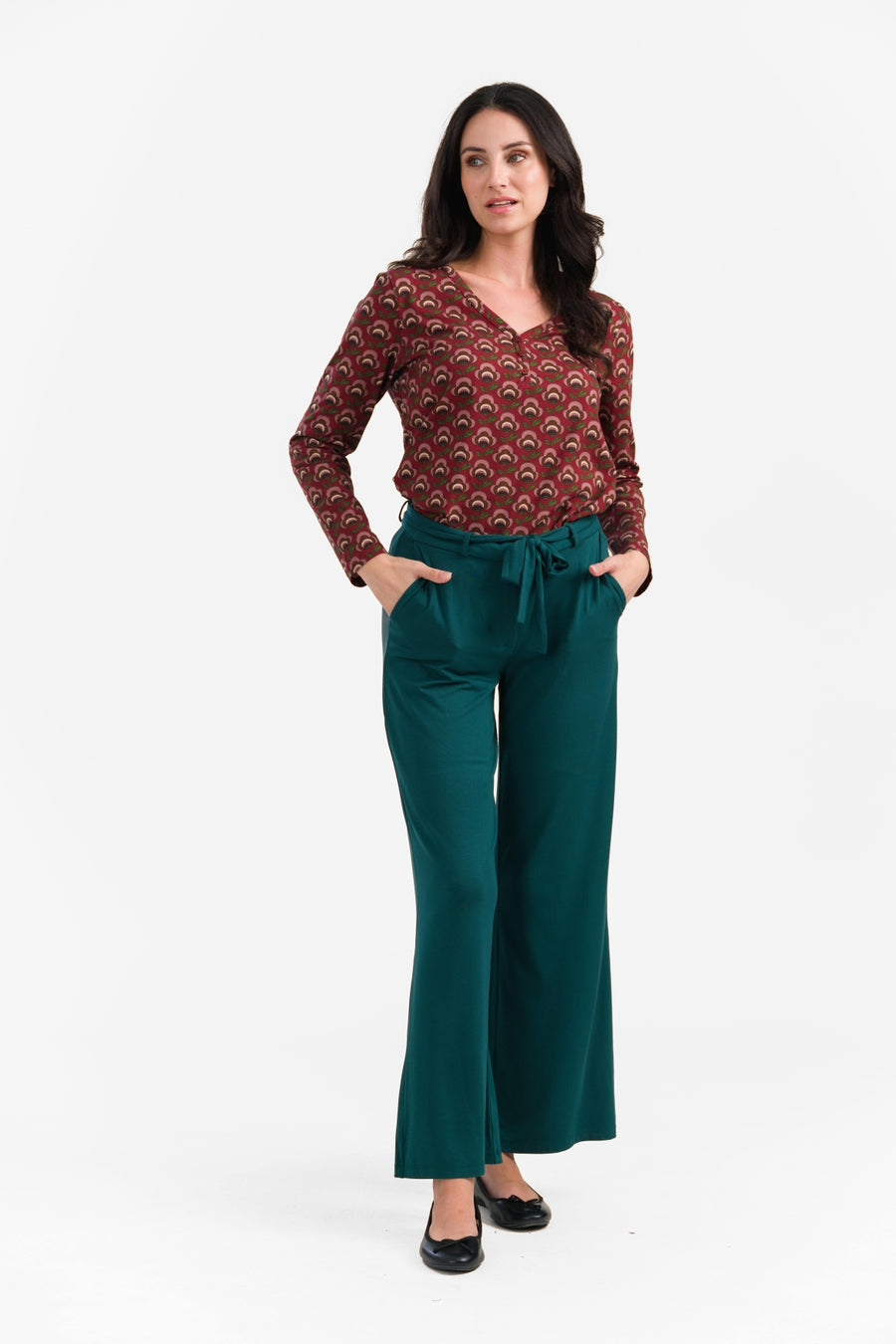Sue Trousers | Micro Plain Rain Forest