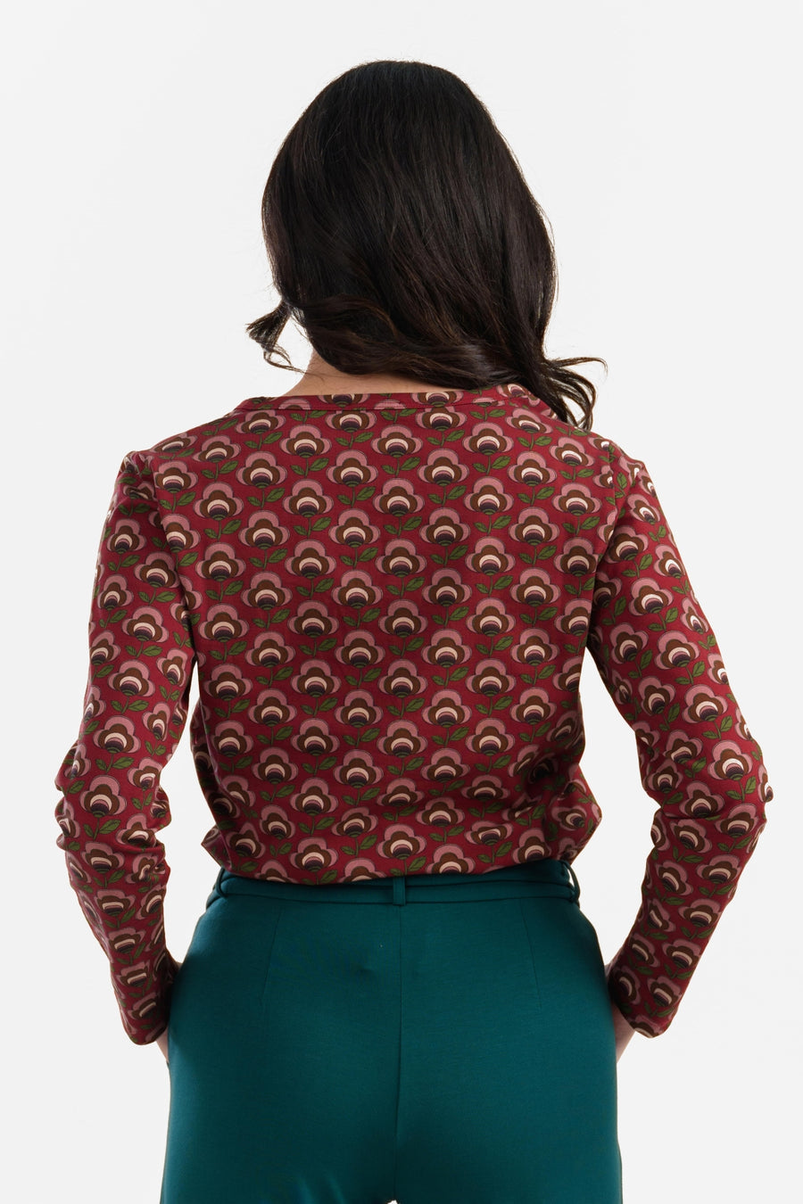Natalie Top | Abstract Flower Bordeaux