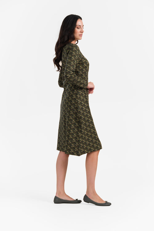 Chrissy Cross Dress | Abstract Flower Green