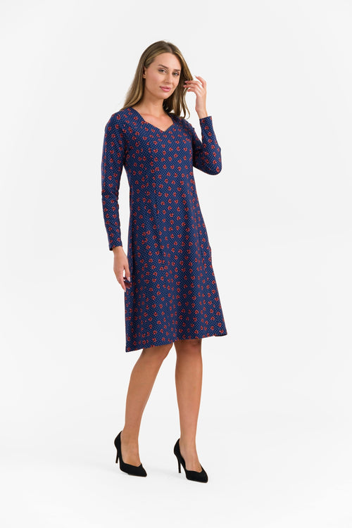 Sandra Dress | Hazel Dot Blue
