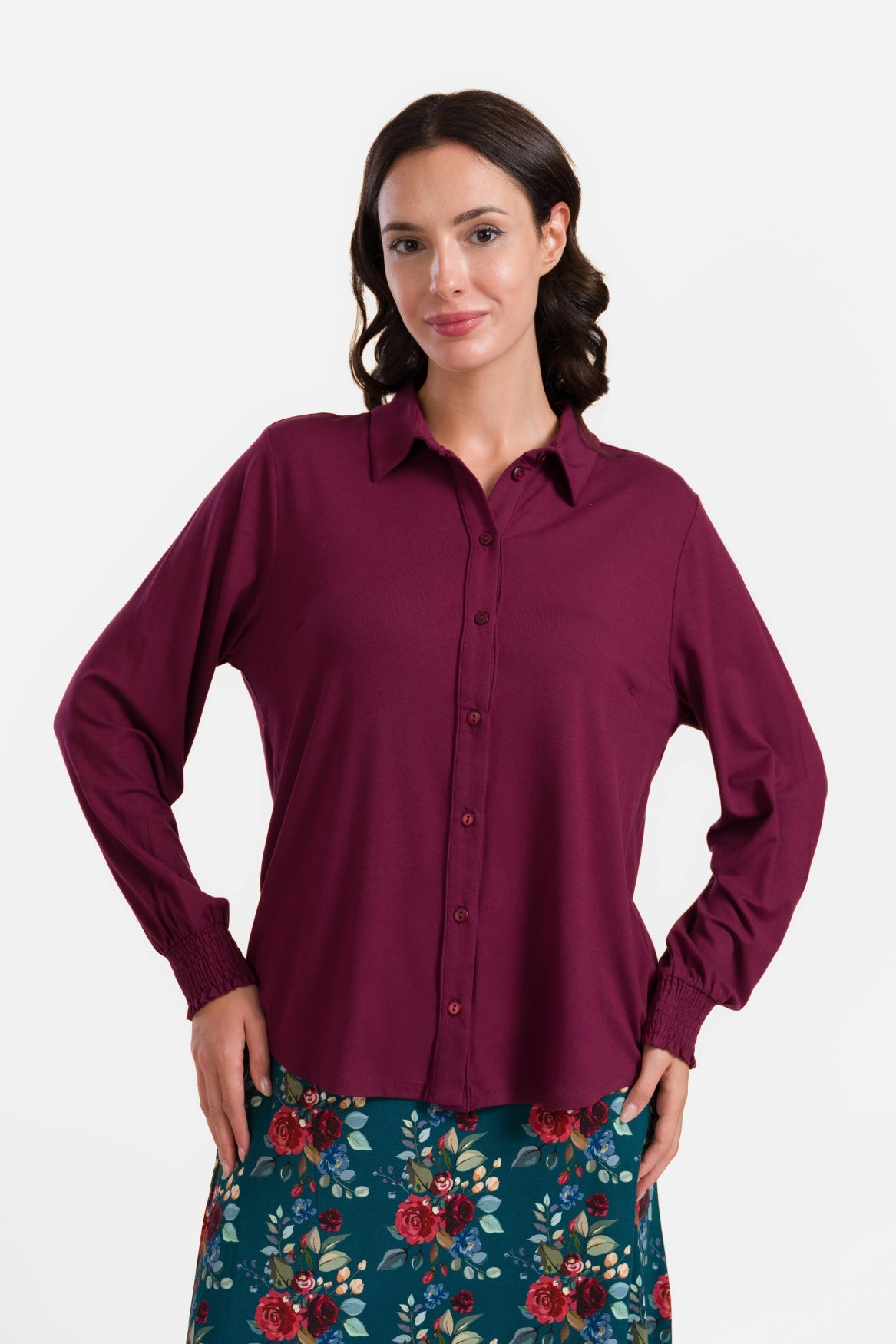 Amy Blouse | Ecovero Plain Bordeaux