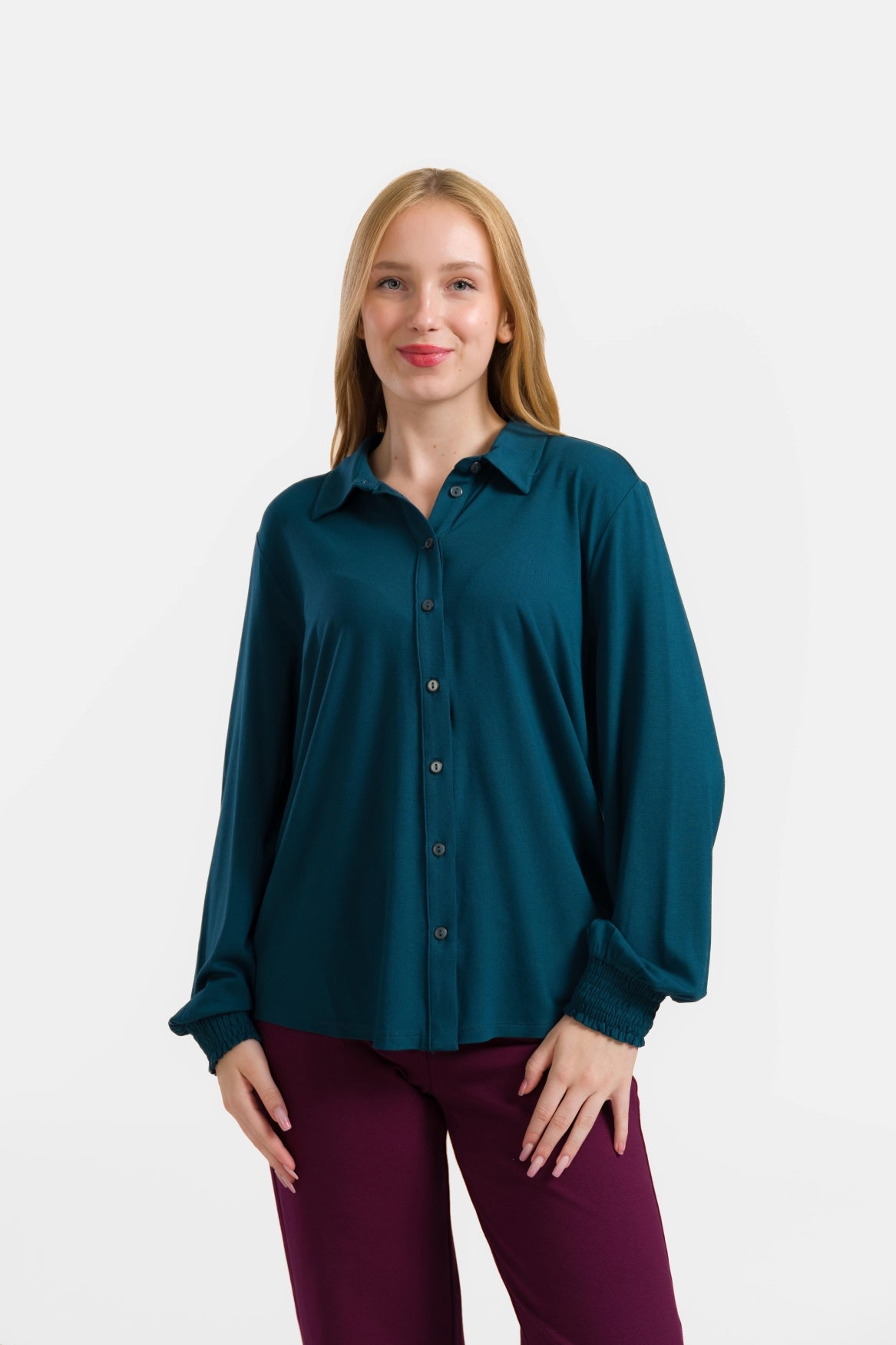 Amy Blouse | Ecovero Plain Petrol