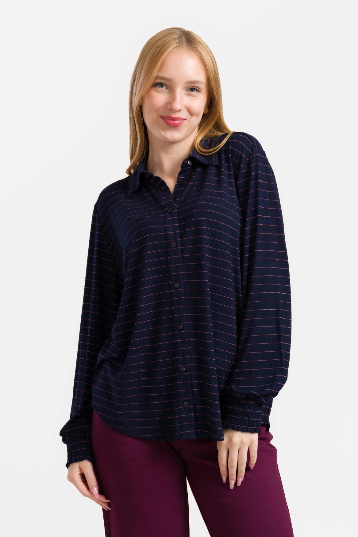 Amy Blouse | Stripes Blue-Lurex Rose Gold