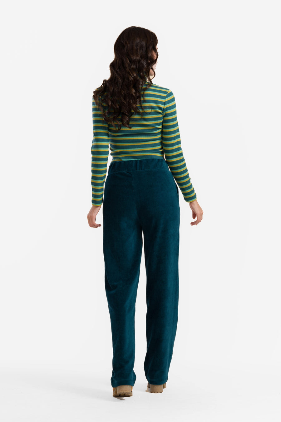 Hailey Trousers | Rib Velour Petrol
