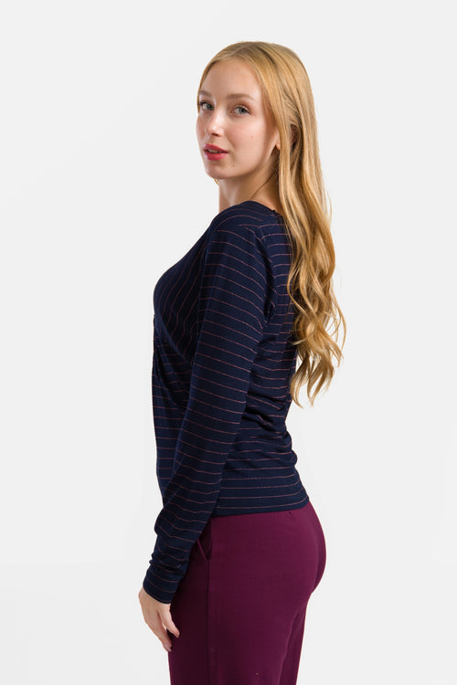 Angela Top | Stripes Blue-Lurex Rose Gold