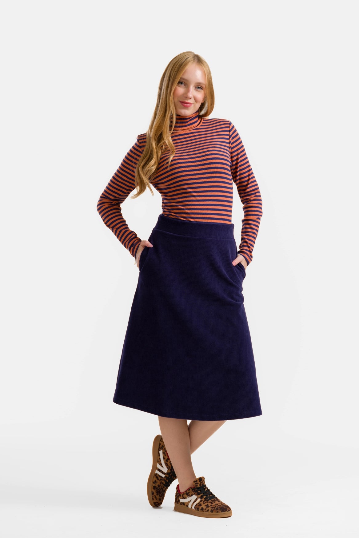 Holly Skirt | Rib Velour Navy