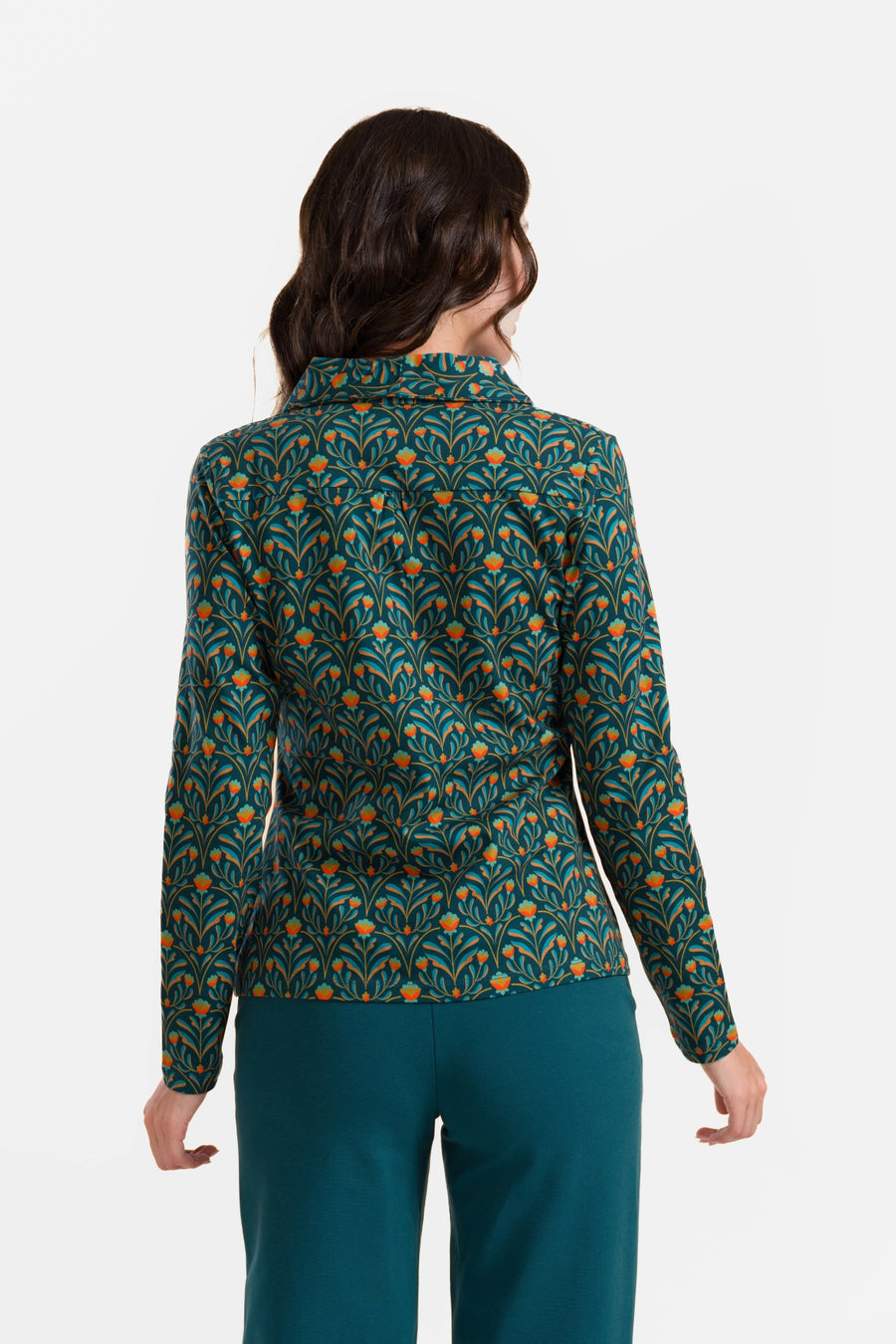 Iris Blouse Long Sleeve | Barock Flower Green