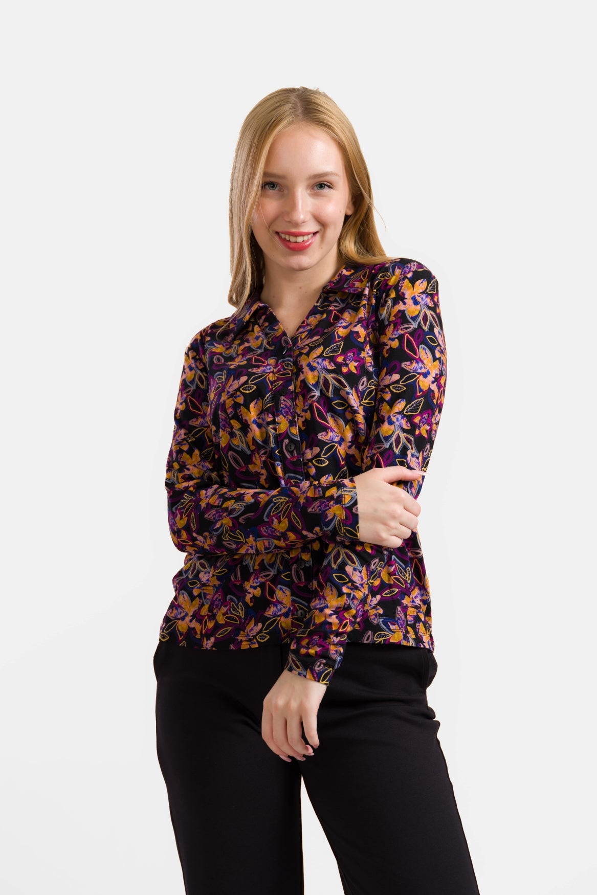 Anna Blouse Long Sleeve | Bright Autumn Flowers