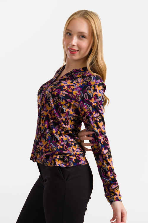 Anna Blouse Long Sleeve | Bright Autumn Flowers