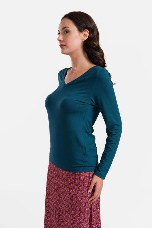 Lynn Top | Ecovero Plain Petrol