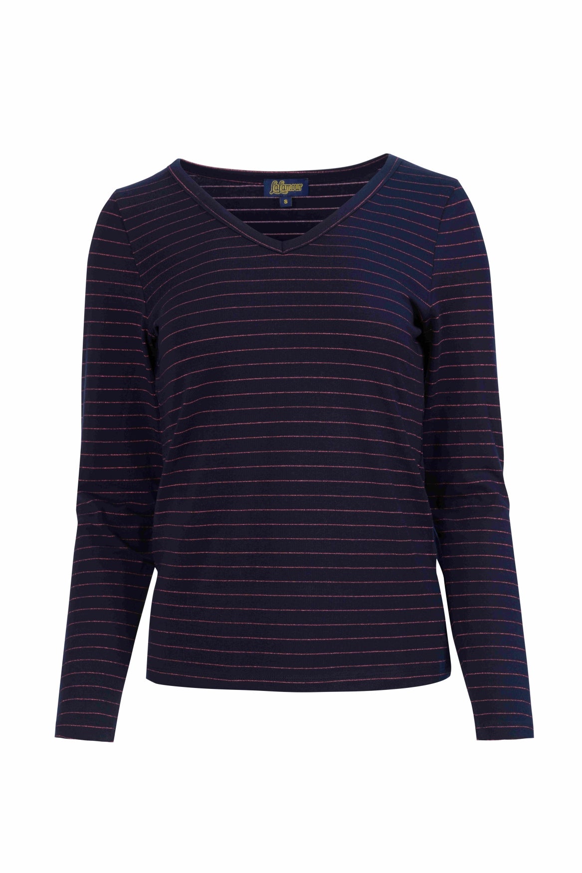 Lynn Top | Gestreift Blau-Lurex Roségold