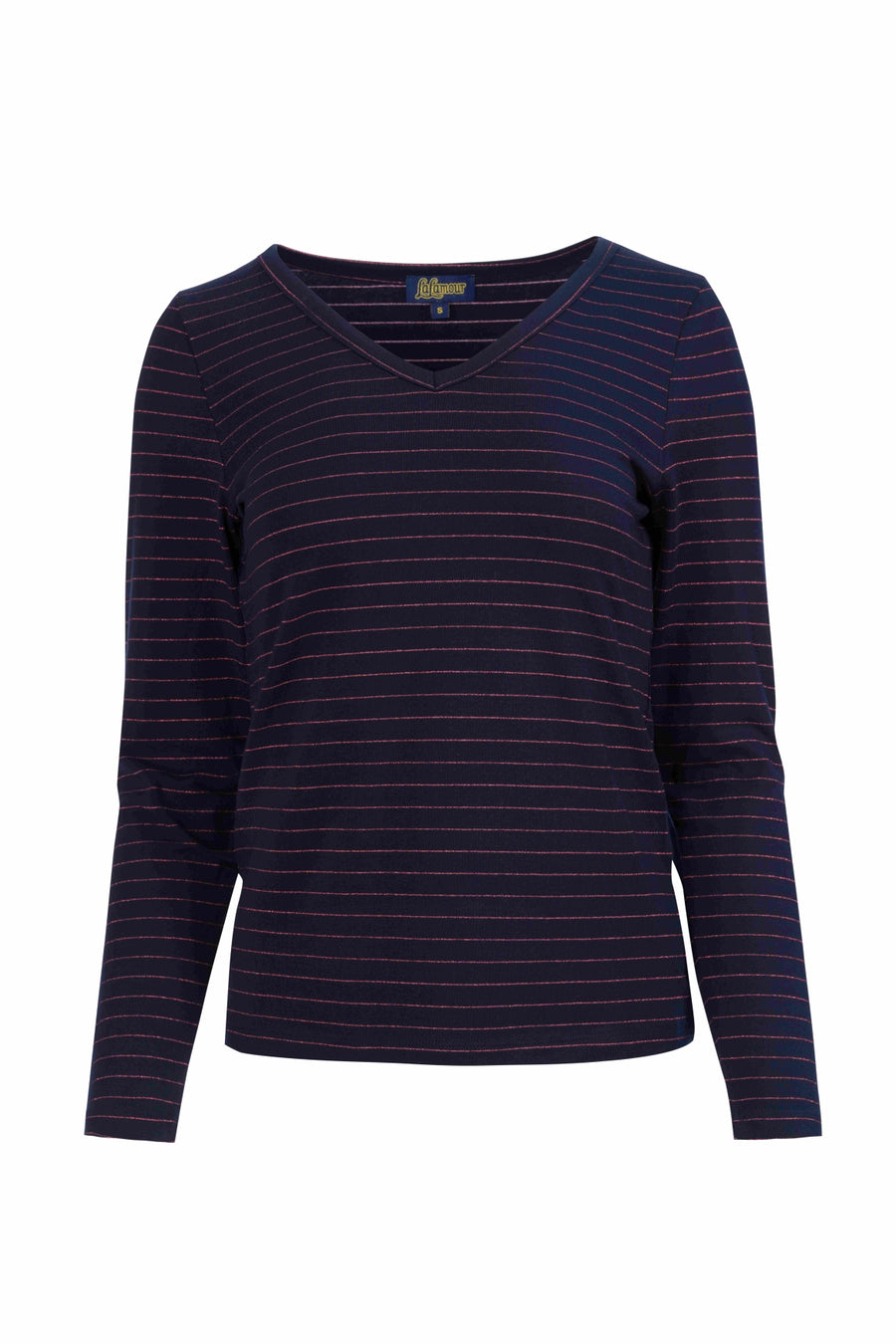 Lynn Top | Gestreift Blau-Lurex Roségold