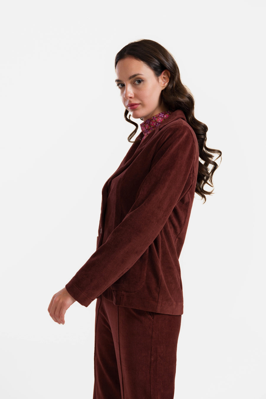 Nova Blazer | Rib Velour Chocolate