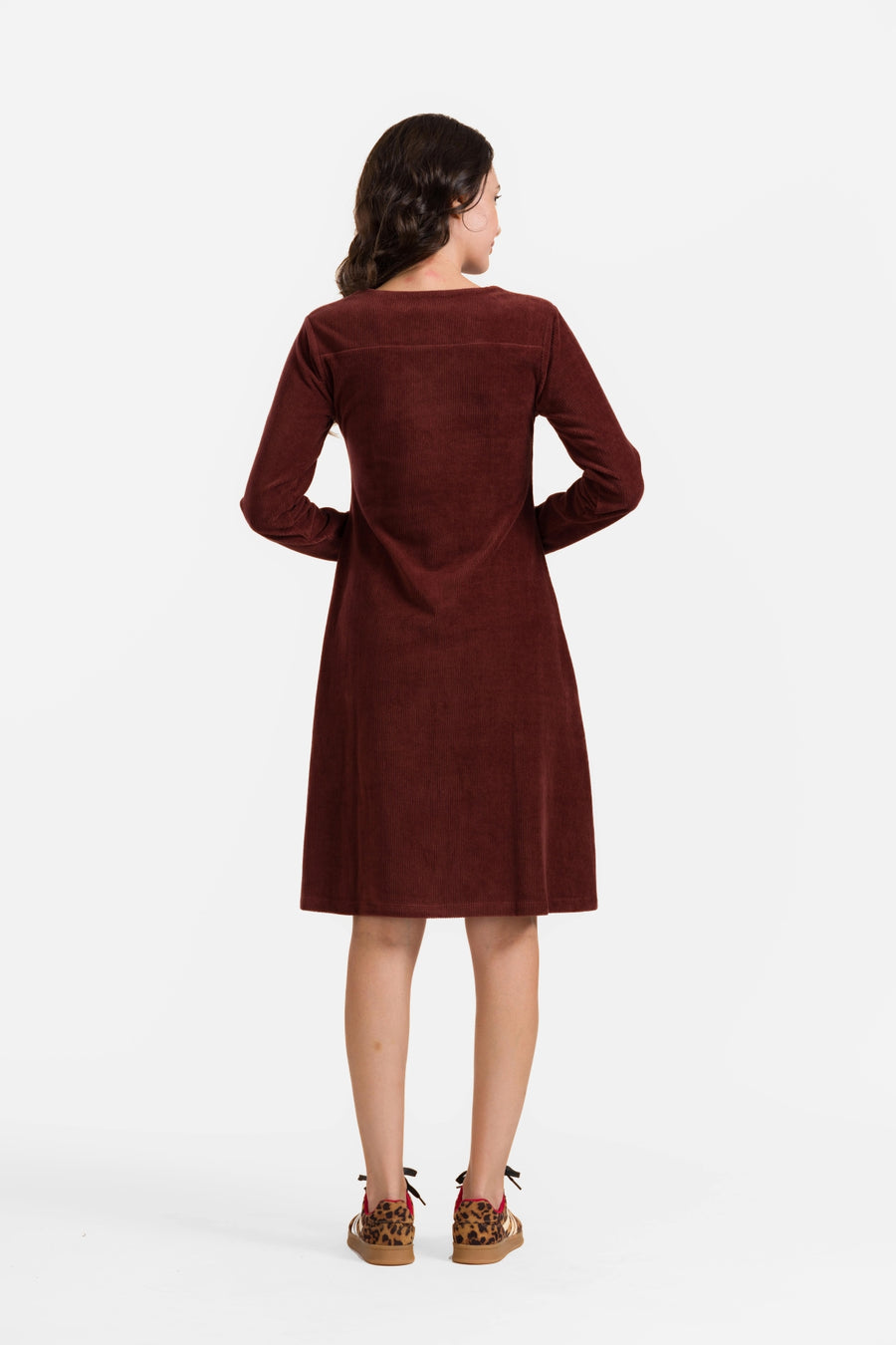 Sandra Dress | Rib Velour Chocolate