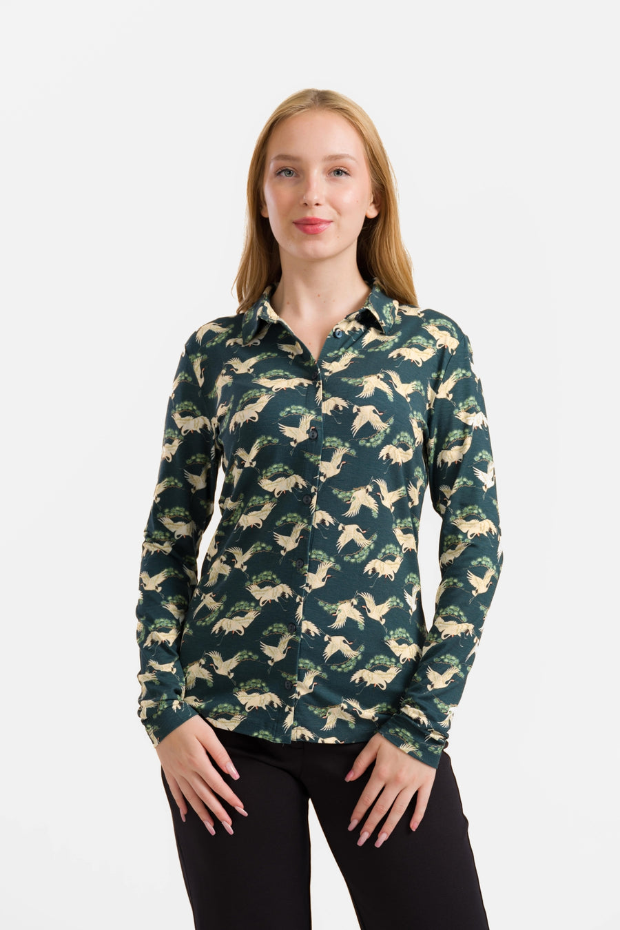 Sill Blouse | Crane Dance Petrol