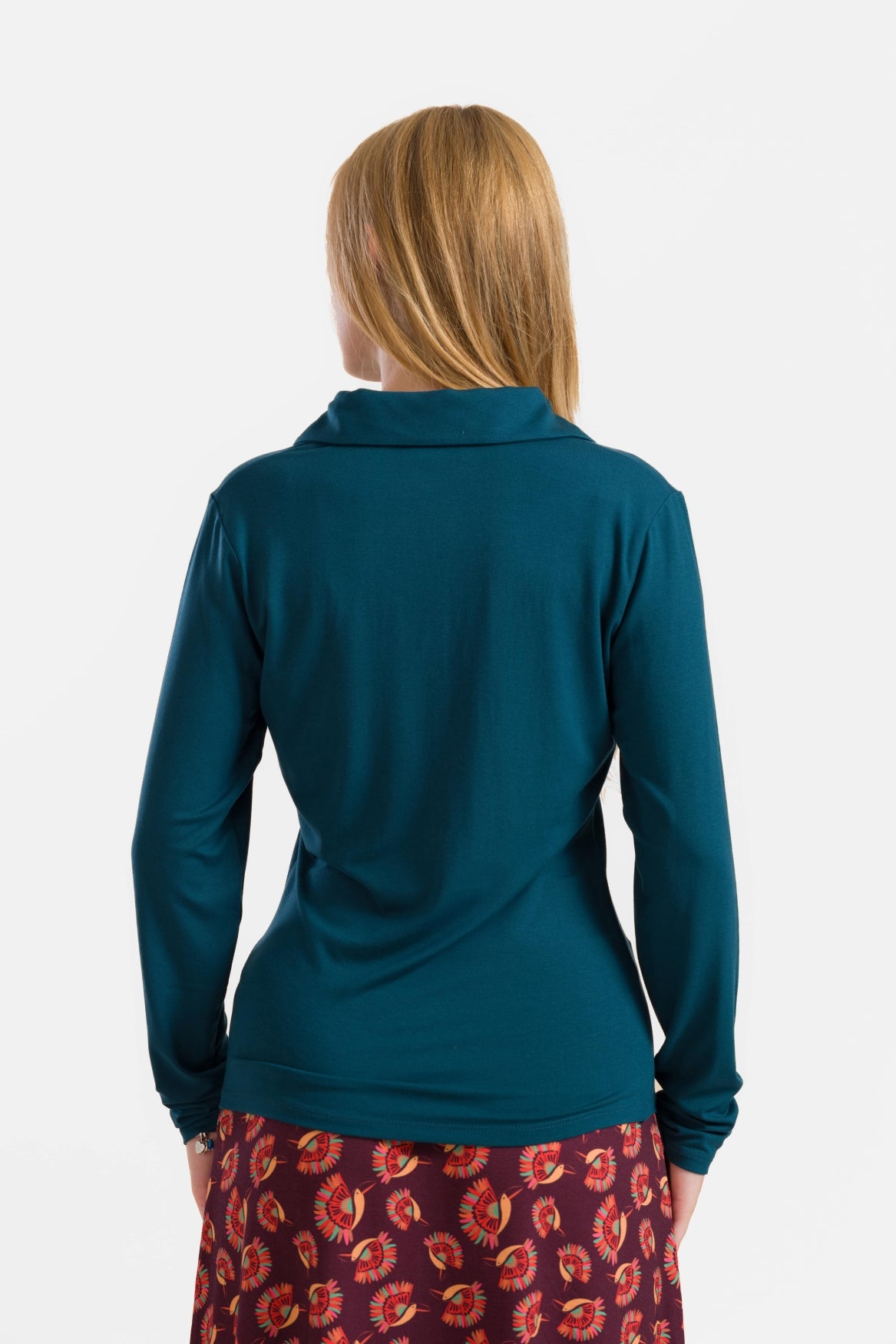 Suzy Top Long Sleeve | Ecovero Plain Petrol