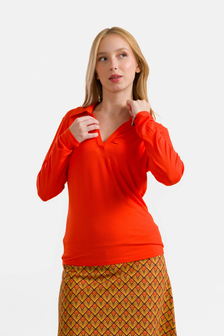 Suzy Top met lange mouwen | Ecovero effen rood