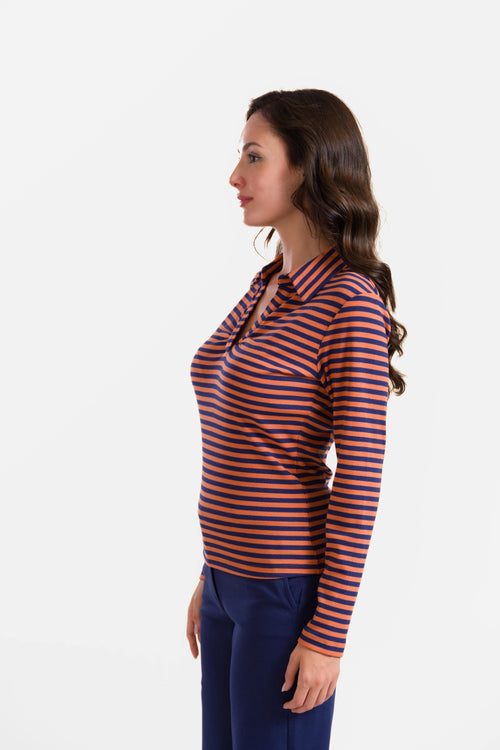 Suzy Top Long Sleeve | Navy Stripes