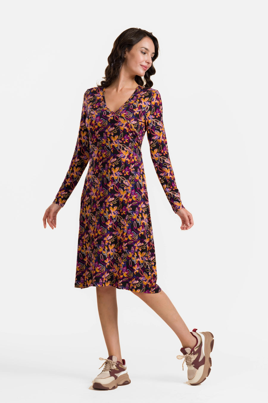 Chrissy Cross Dress | Bright Autumn Flowers