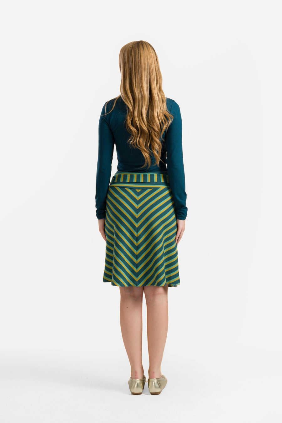 Demi Skirt | Deep Teal Stripes